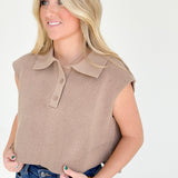 On The Run Cropped Sweater - Taupe