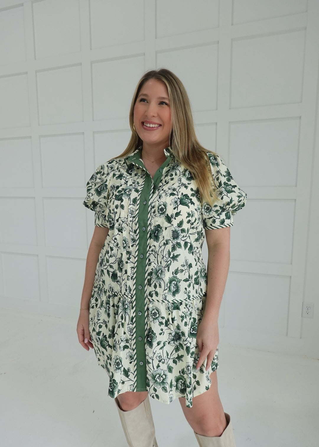 Nancy Mini Dress - GREEN