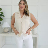 Laken Sleeveless Blouse - Light Beige