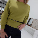 Kenna Belted Sweater - Chartreuse