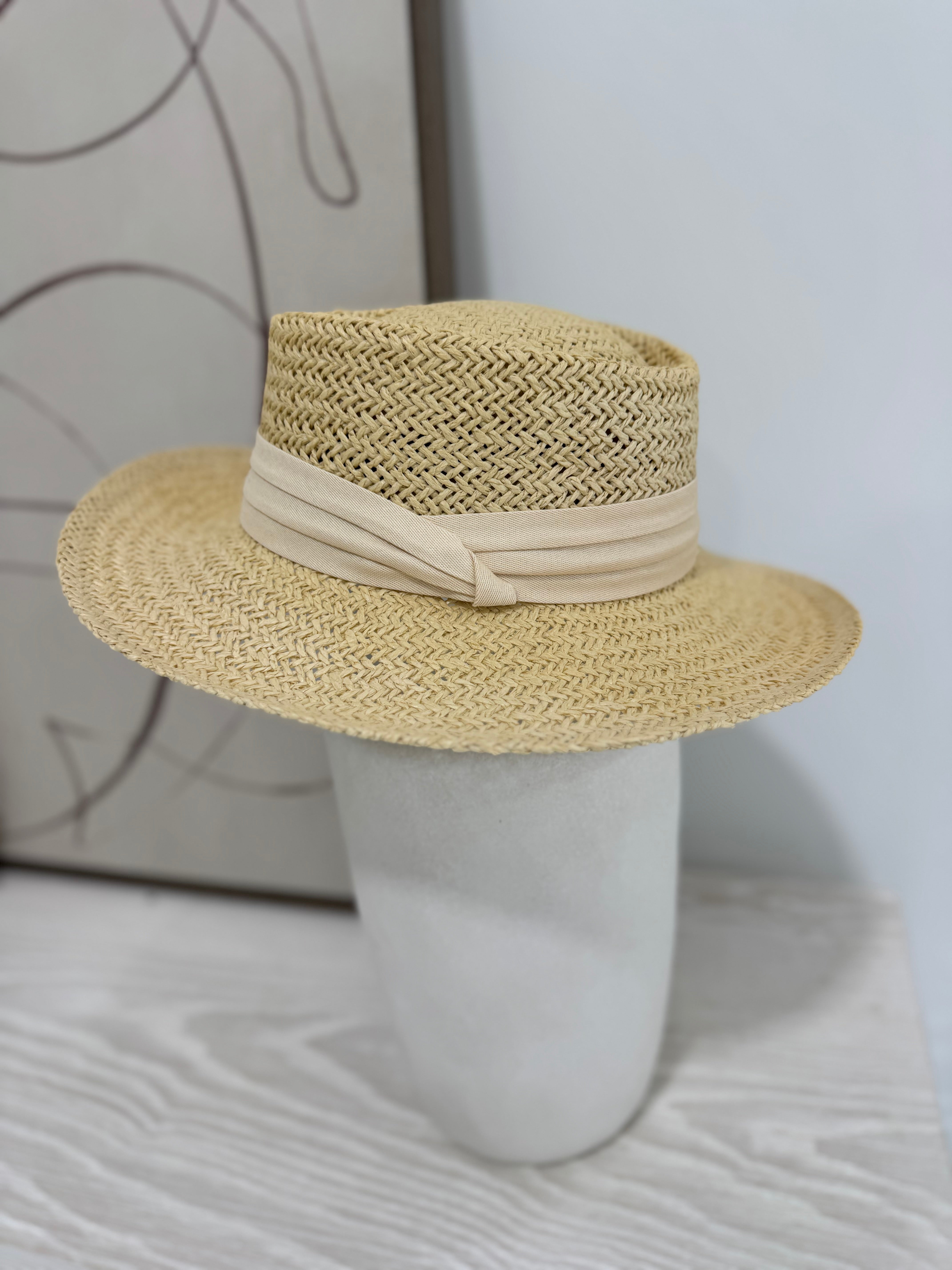 Straw Fedora - Beige/Beige