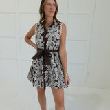 Mia Embroidered Mini Dress - Brown