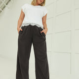 Marna Smocked Pants - Charcoal
