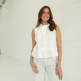 Kathleen Tie-Neck Top - White