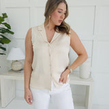 Laken Sleeveless Blouse - Light Beige