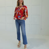 Ridge Peplum Top - Red Mix