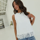 Fringe of Mine Top - White
