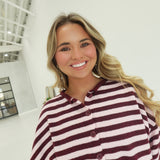 Nora Striped Cardi - Burgundy