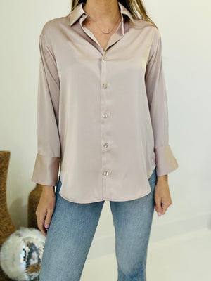 Leave It To Me Blouse - Light Taupe