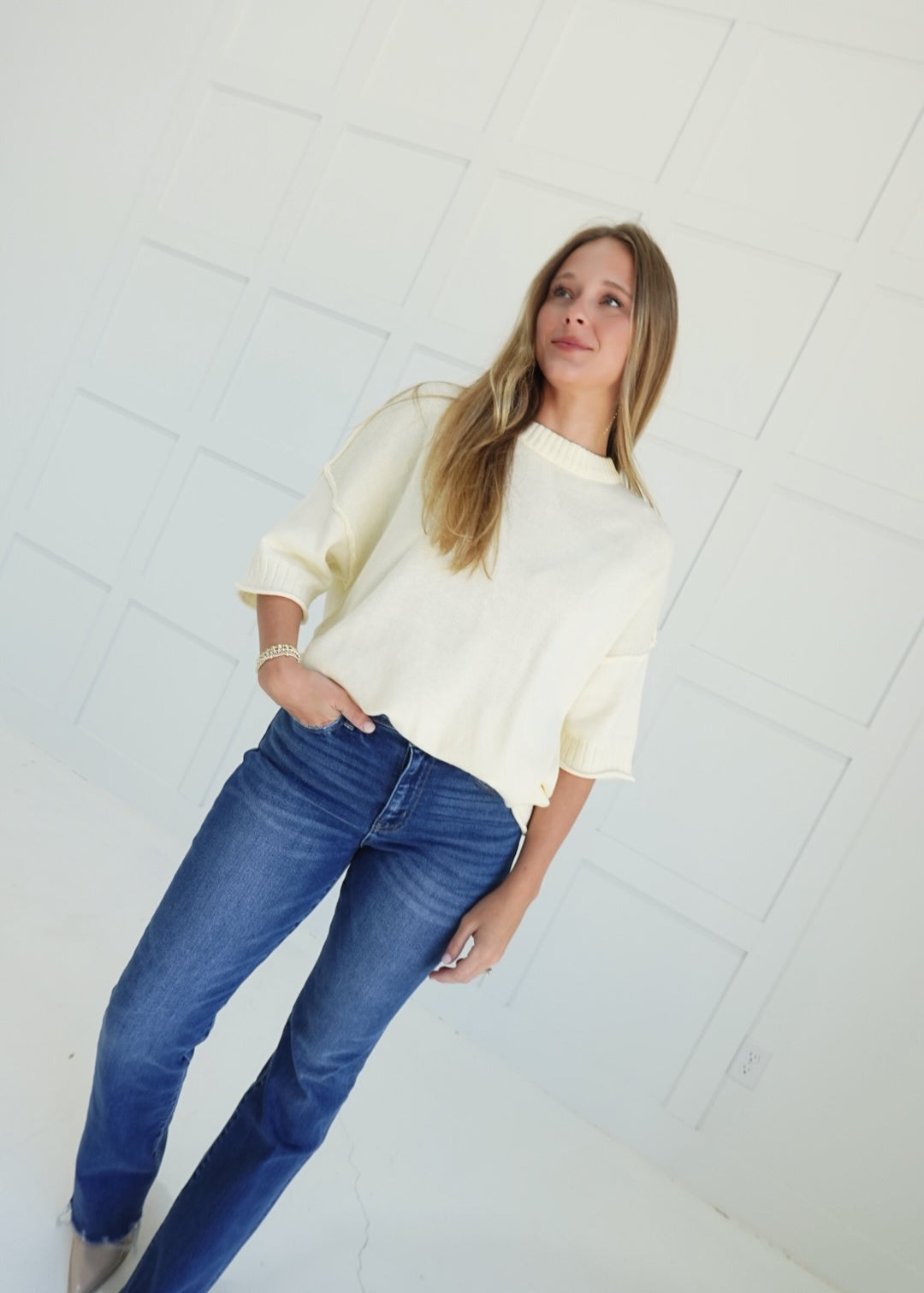 Corbyn Sweater Top - Cream