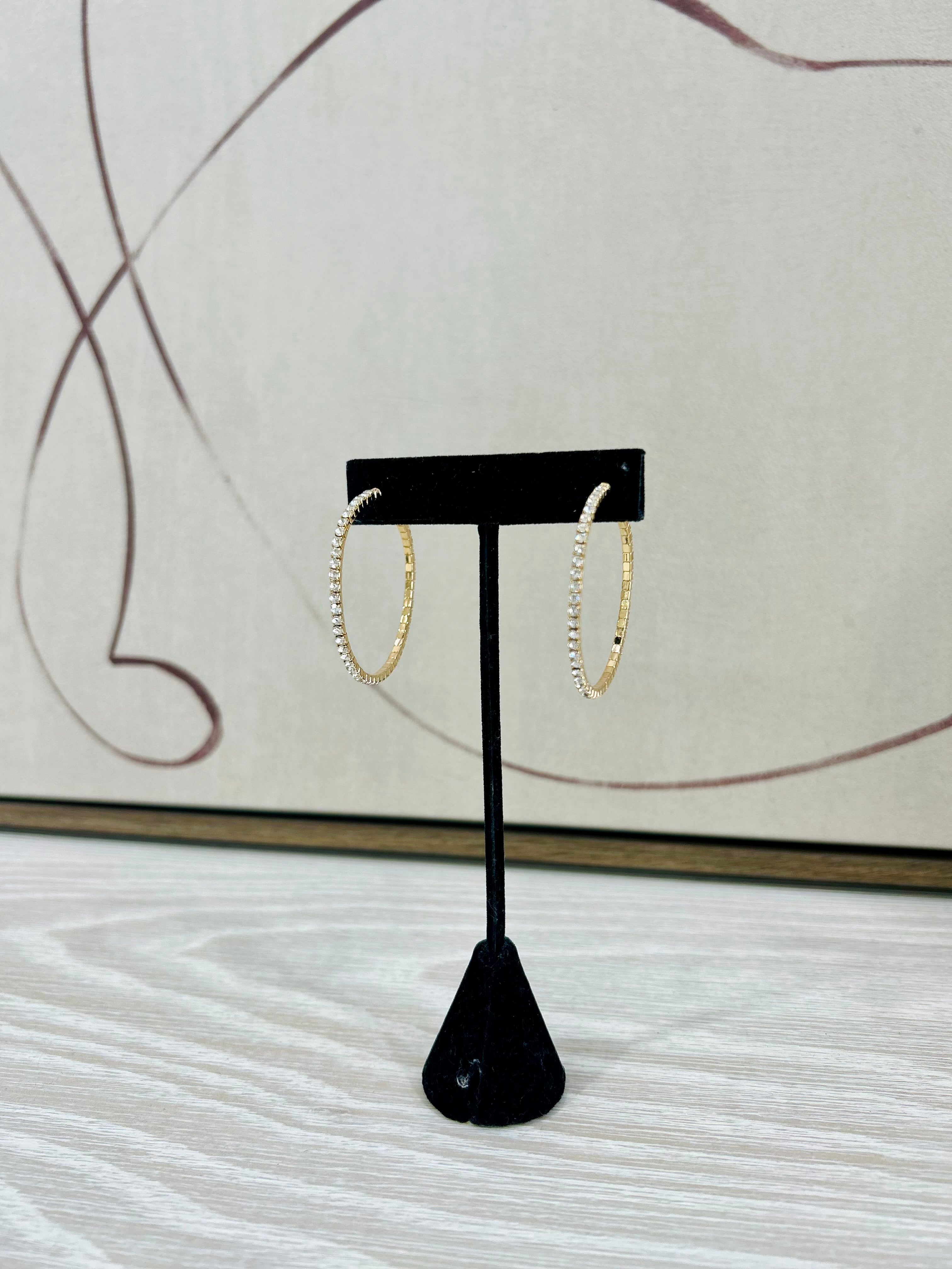 Rhinestone Paved Hoops - 40mm