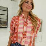 Beaufort Printed Top - Rust Pink