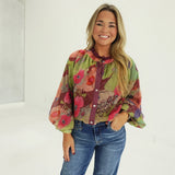 Anjou Floral Blouse - Burgundy