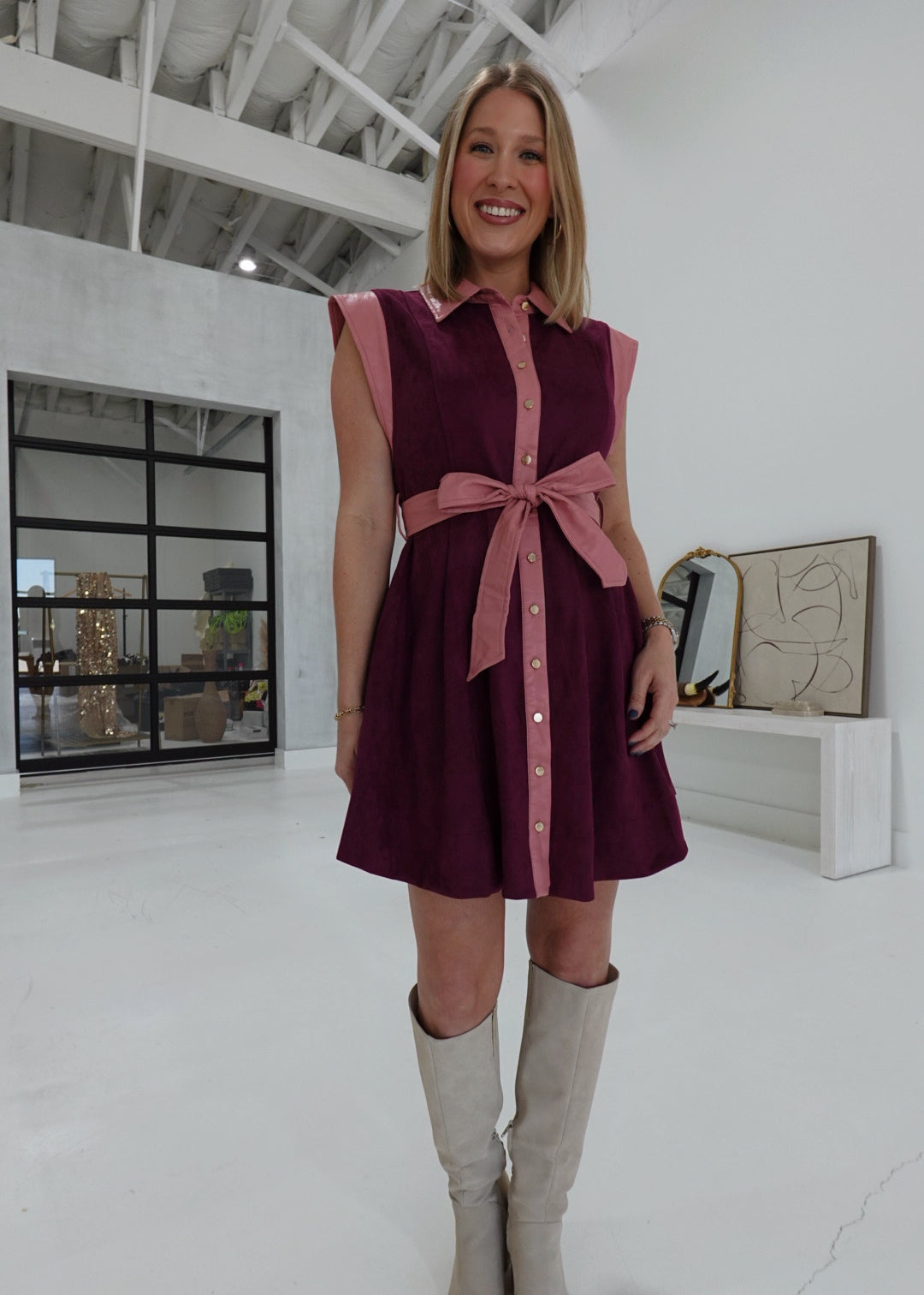 Marlowe Multimedia Dress - Wine