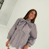 Stella Striped Top - Blue/Brown