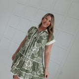 Lost In Your Maze Mini Dress - Olive