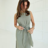 Timing It Perfect Midi Dress - Olive/Ivory