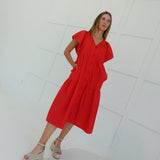 Justine Midi Dress - Red