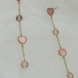 Heart Chain Drop Earrings - Pink *VDAY