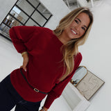 Kenna Belted Sweater - Deep Red