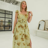 Enchanted Midi Dress - Taupe Multi