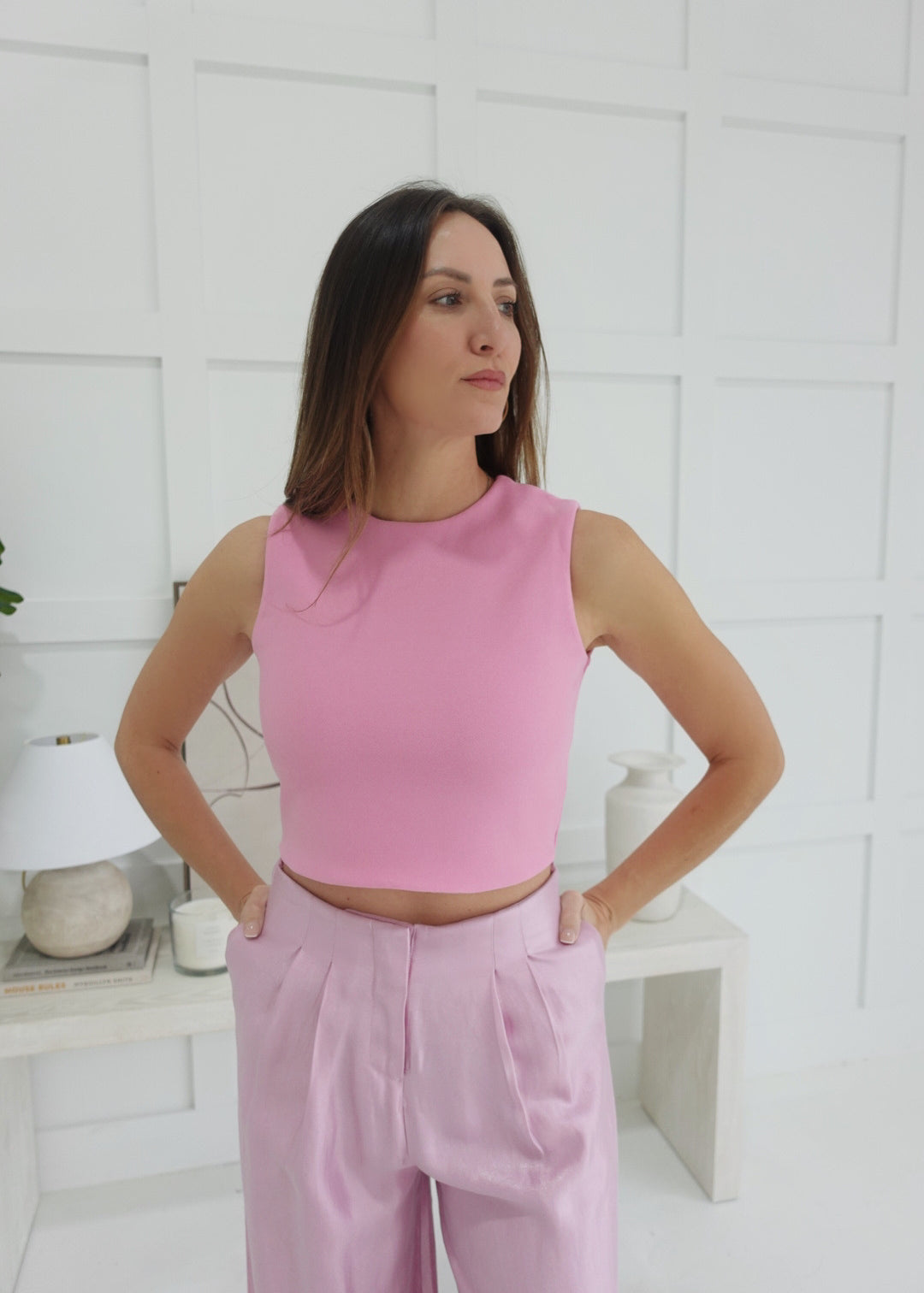 Selma Crop Top - Lt Pink