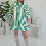 Victoria Seersucker Mini Dress - Green