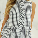 Briar Plaid Top - Ecru/Black