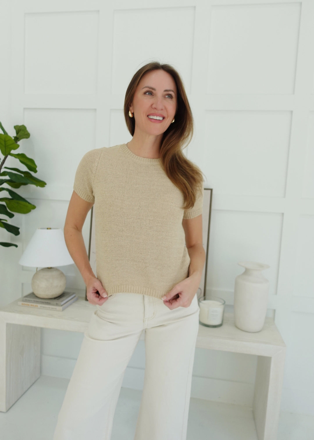 Wind Up Sweater Top - Lt Taupe