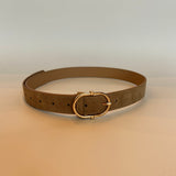 Chic Oval Buckle Belt - Tan