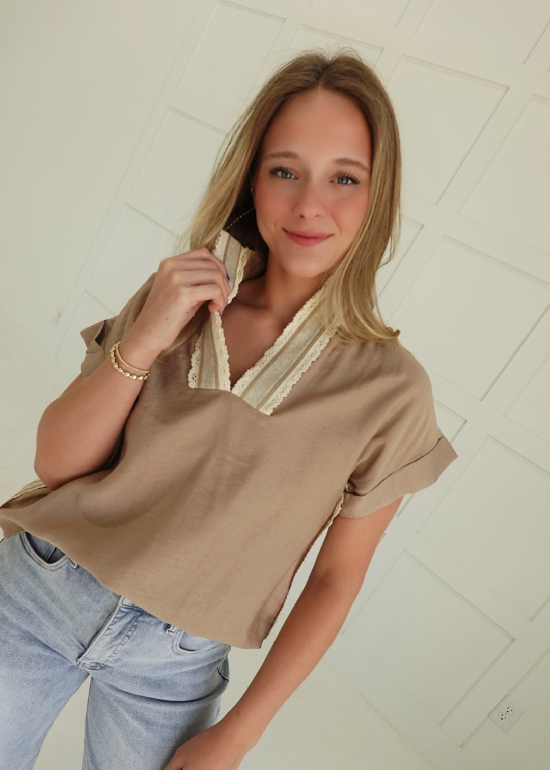 Claudia Crochet Trim Blouse
