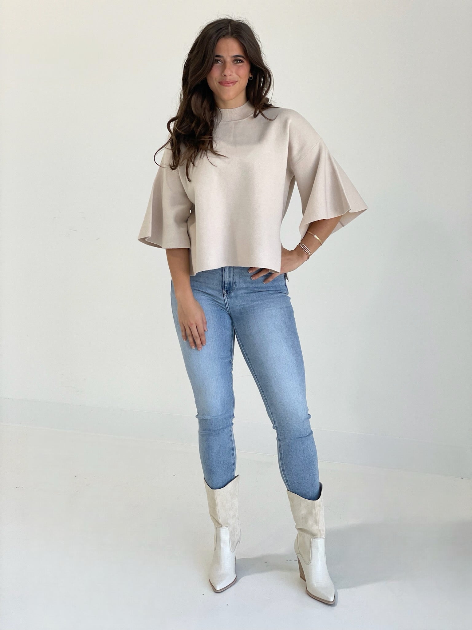 Belle's Dowry Sweater Top - Beige