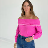 Camden Sweater - Fuchsia/Cream