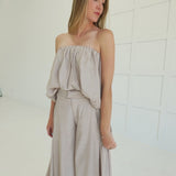 Keely Bubble Top Set - Taupe