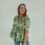 Fall Frenzy Blouse - Olive