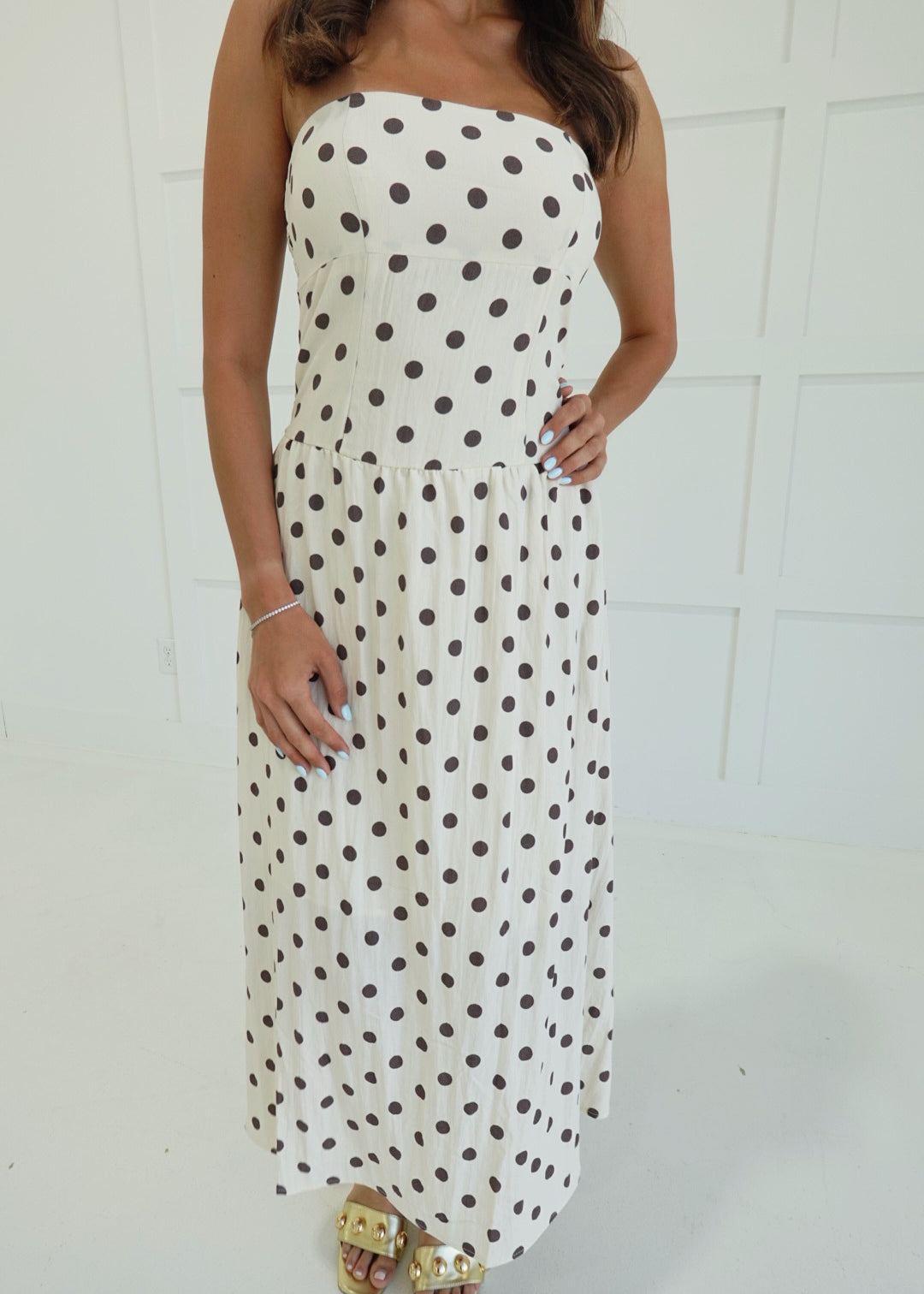 Dotty At Sea Midi Dress - Khaki