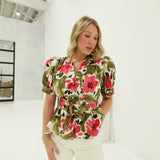 Moffit Floral Top - Olive