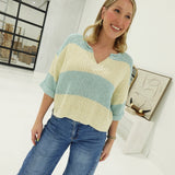 Sybil Striped Sweater Top - Sea