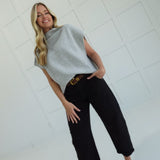 Overturned Mock Neck Sweater - Grey