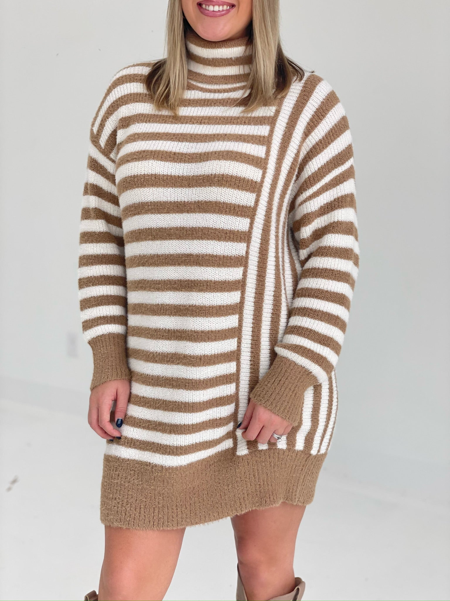 Levi Striped Sweater Dress - Khaki