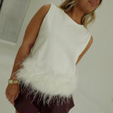 Raina Feathered Top - White