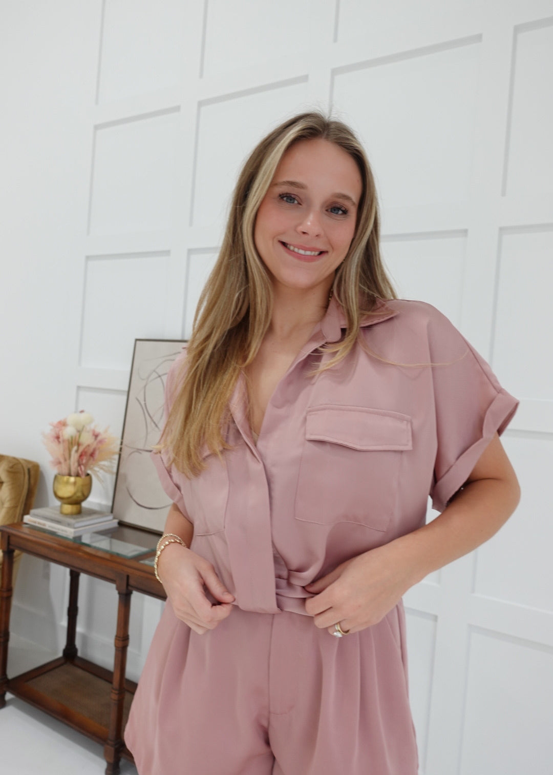 Kenna Satin Blouse - Blush