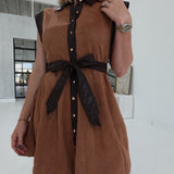 Marlowe Multimedia Dress - Camel
