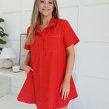 Three Strikes Mini Dress - Red