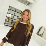 Knitty Contrast Sweater - Brown