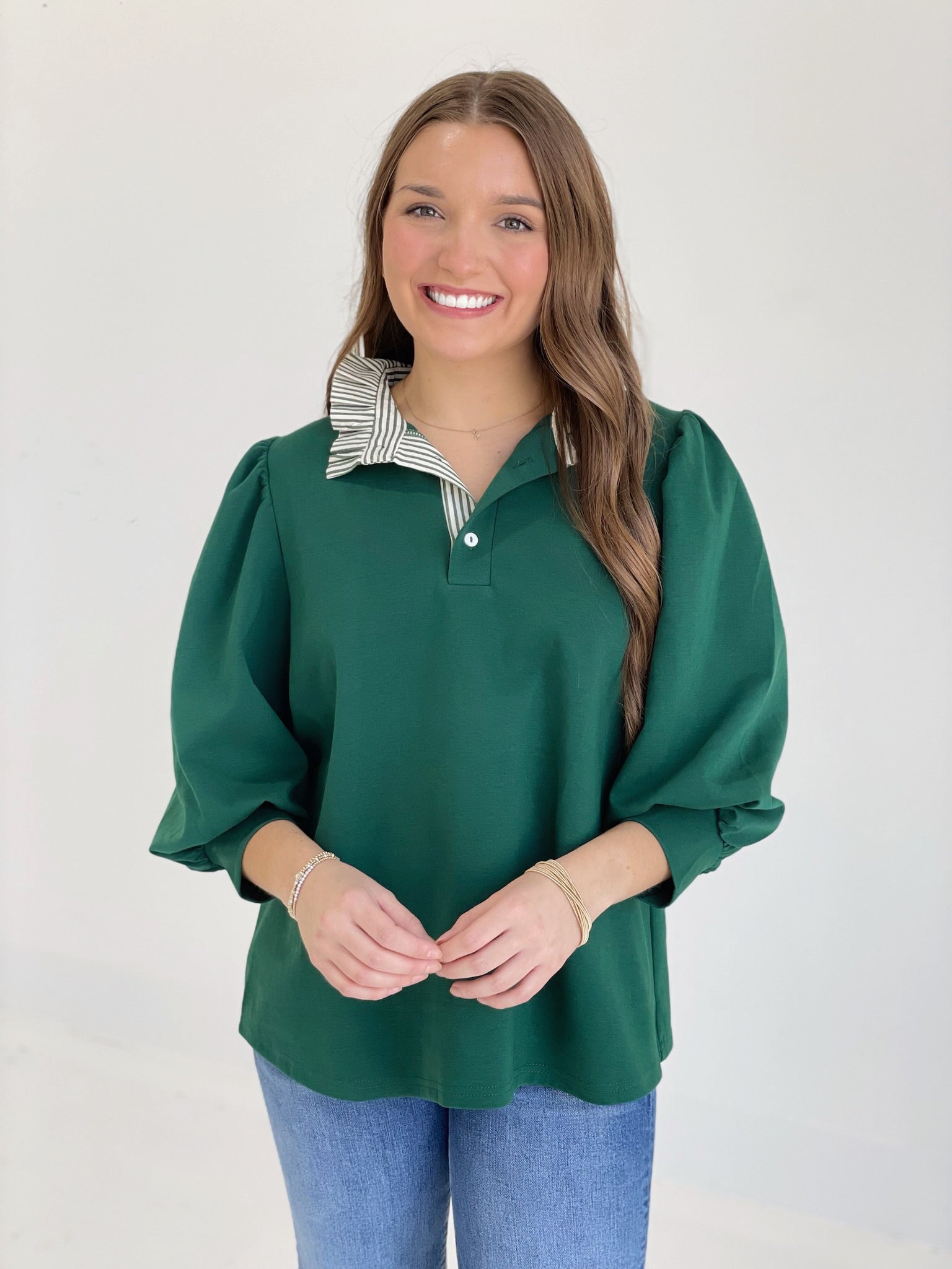 Augusta Half Button Top - H Green