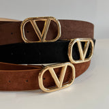 Chic V Buckle Belt - Coffee