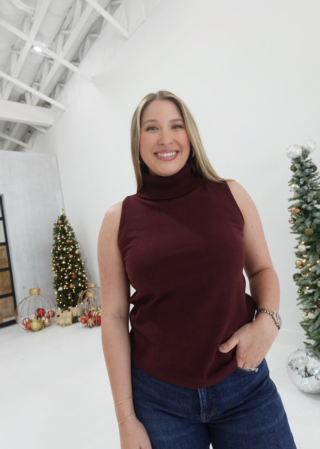 Salem Turtleneck Top - Maroon