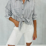 Saylor Striped Button Down Blouse