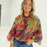 Anjou Floral Blouse - Burgundy